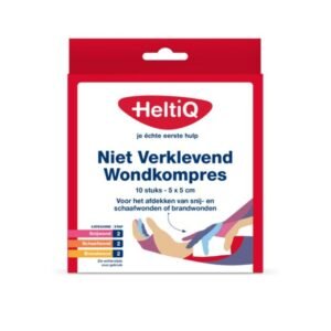 HeltiQ Niet Verklevend Wondkompres 5×5 cm – 10 stuks